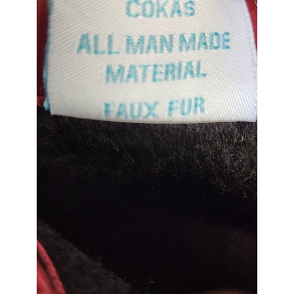 Serene Island Women 10 Faux Fur Suede Side Zip Slouche Bootie Red Small Heel - Picture 9 of 11